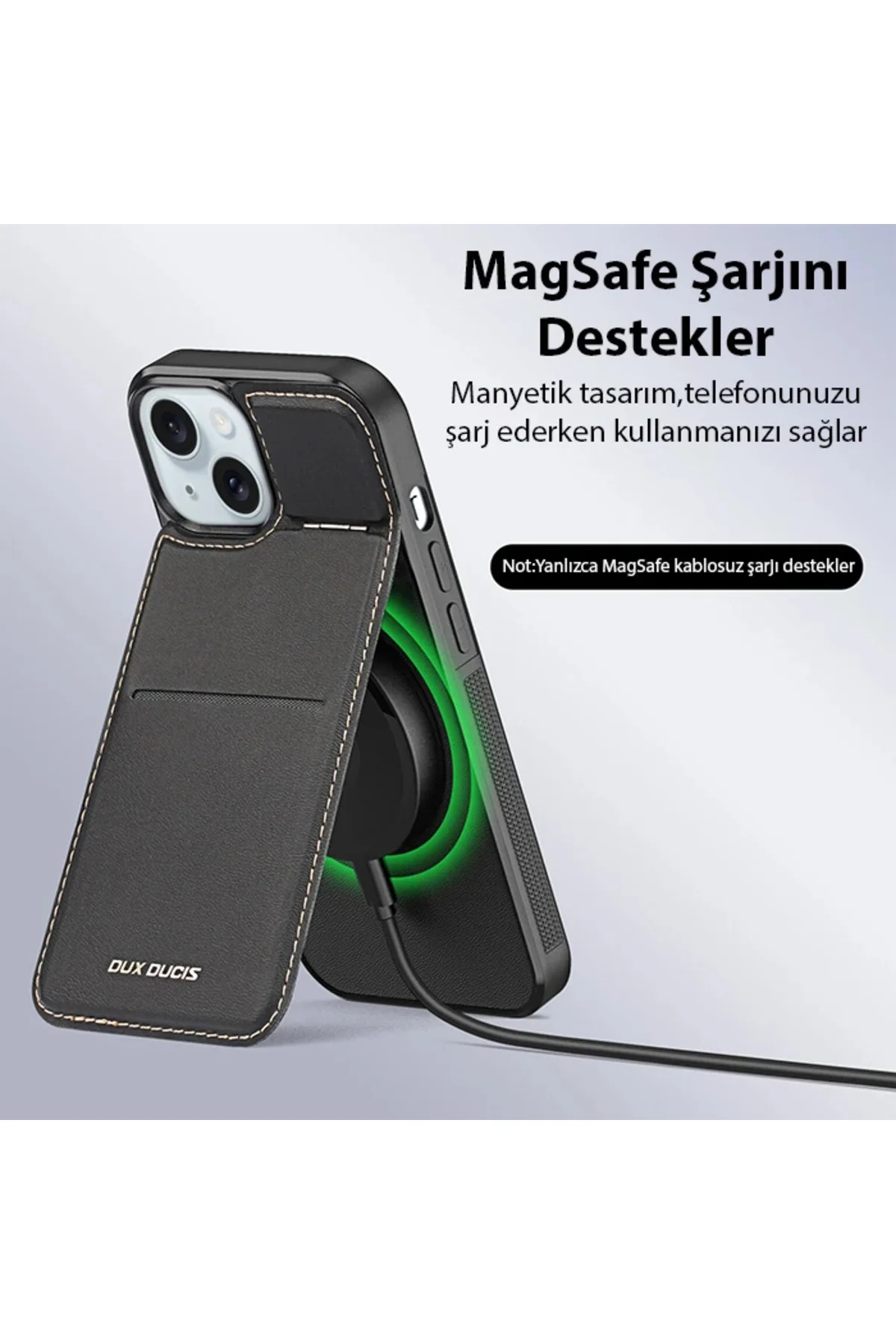 Dux Ducis iPhone 14 Plus Rafi Series MagSafe Premium Deri Kılıf-(5775)