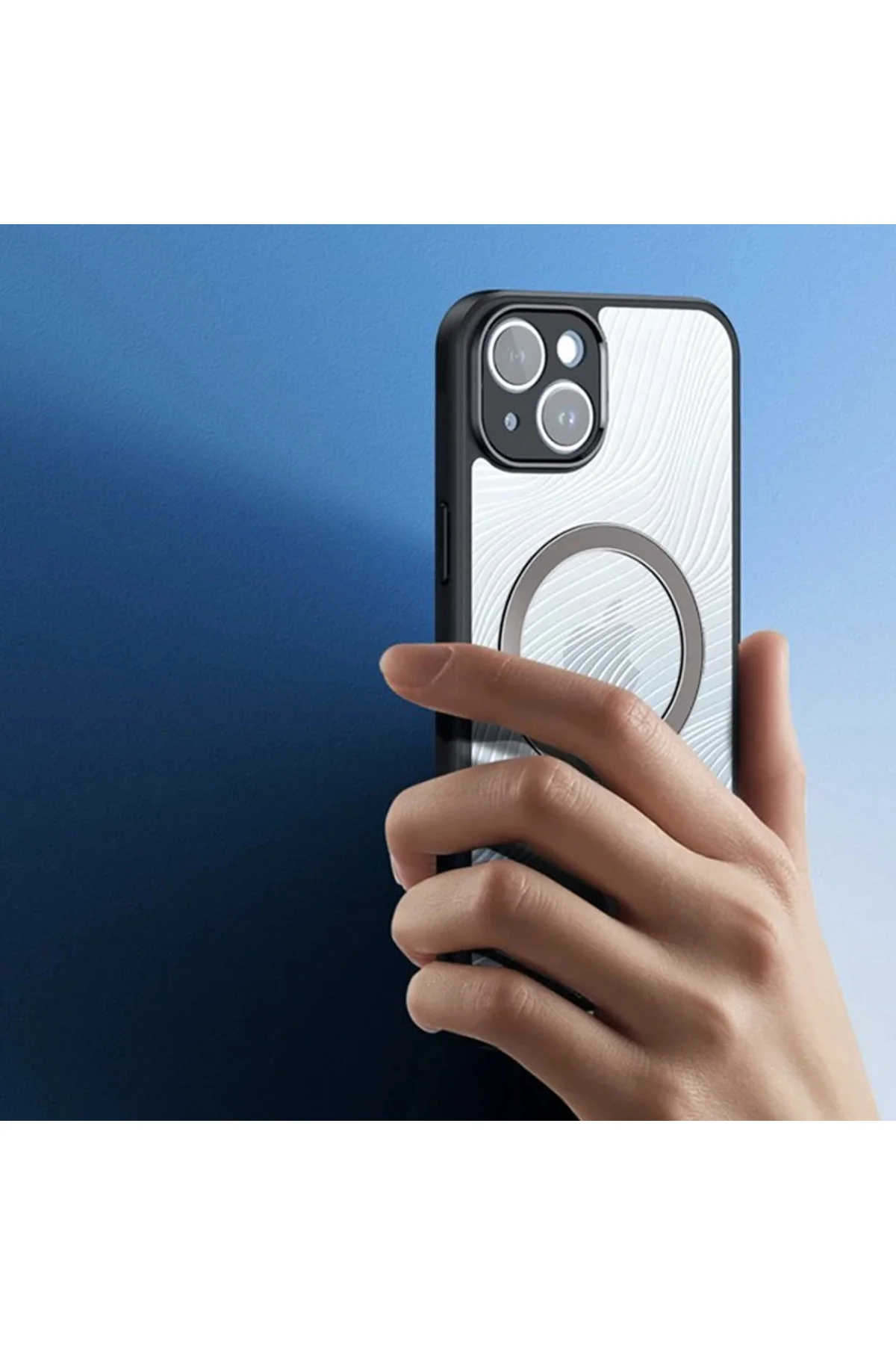 Dux Ducis iPhone 14 Plus Aimo Series MagSafe Premium Buzlu Sert PC-TPU Kılıf-(5775)
