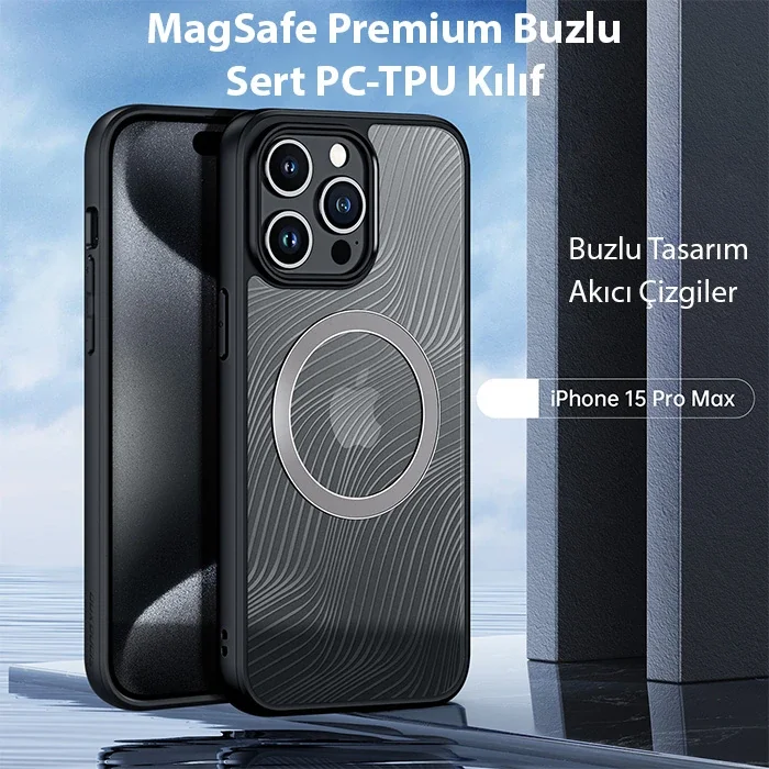 Dux Ducis iPhone 15 Pro Max Aimo Series MagSafe Premium Buzlu Sert PC-TPU Kılıf-1852 Dux Ducis iPhone 15 Pro Max Aimo Series MagSafe Premium Buzlu Sert PC-TPU Kılıf-1852
