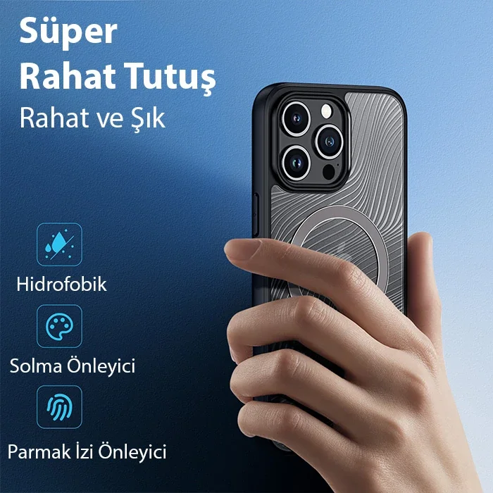 Dux Ducis iPhone 15 Pro Aimo Series MagSafe Premium Buzlu Sert PC-TPU Kılıf-1852