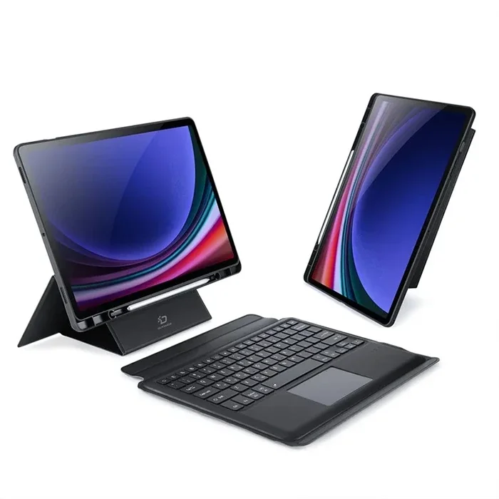 DUX DUCIS Samsung Galaxy Tab S9 + Ayrılabilir Bluetooth Klavye Touchpad PU Deri Kılıf-1852