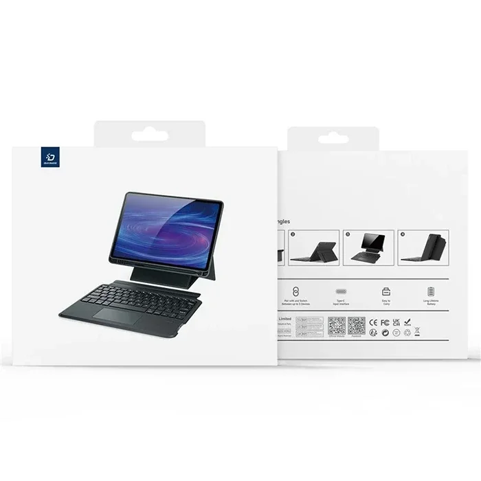 DUX DUCIS Samsung Galaxy Tab S9 + Ayrılabilir Bluetooth Klavye Touchpad PU Deri Kılıf-1852