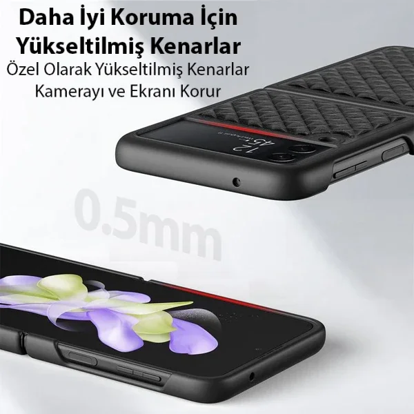 Dux Ducis Venice Series Samsung Galaxy Z Flip3 5G için Premium Deri Kılıf-1852