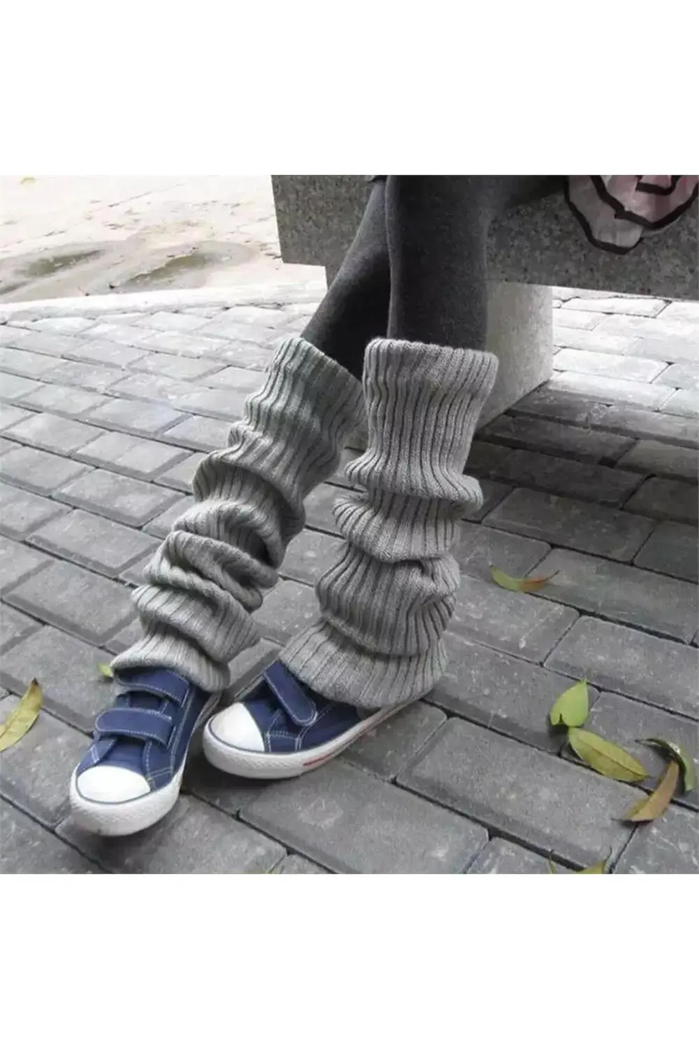 Düz Gri Kışlık Kalın Bol Tozluk