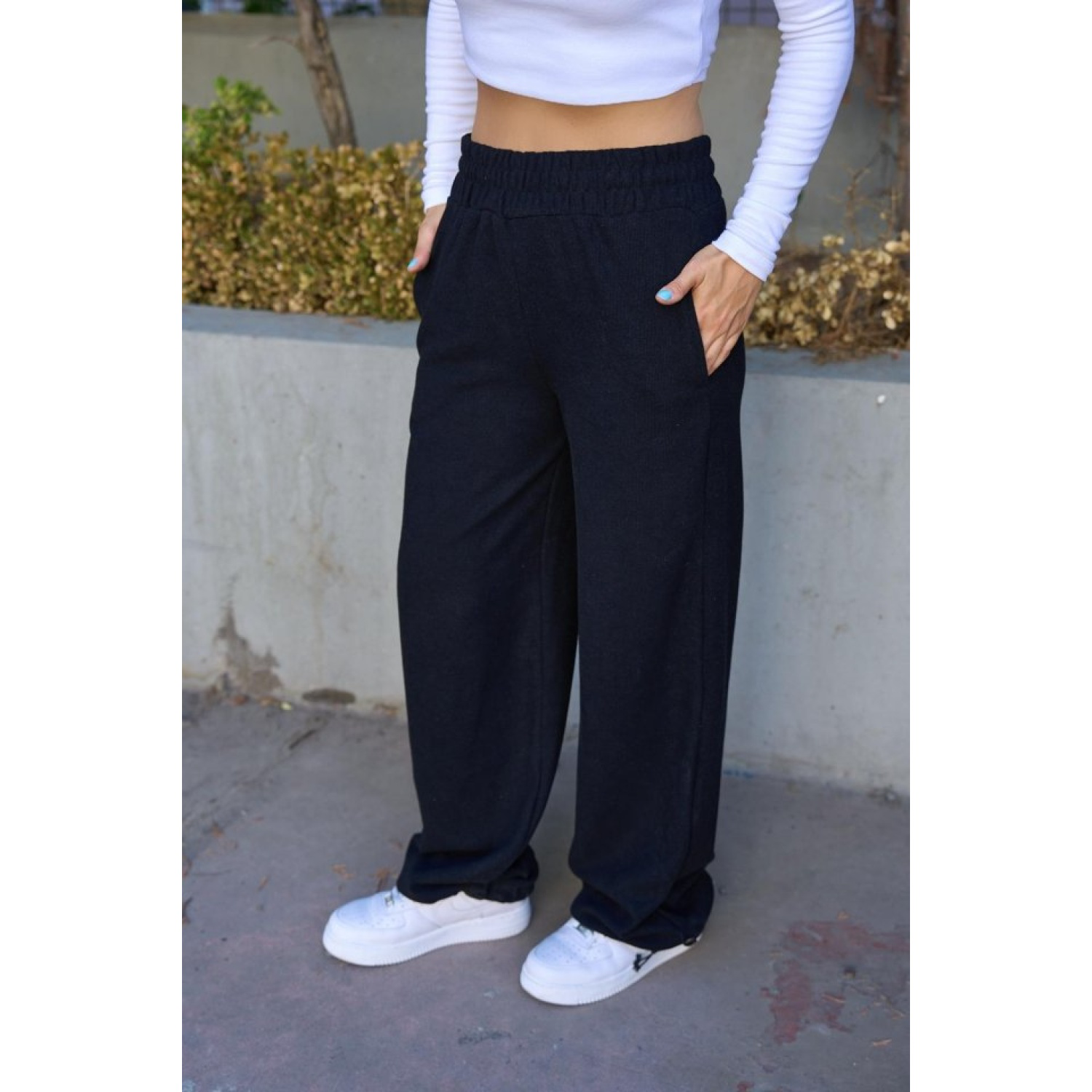 Düz Lastikli Eşofman - Siyah