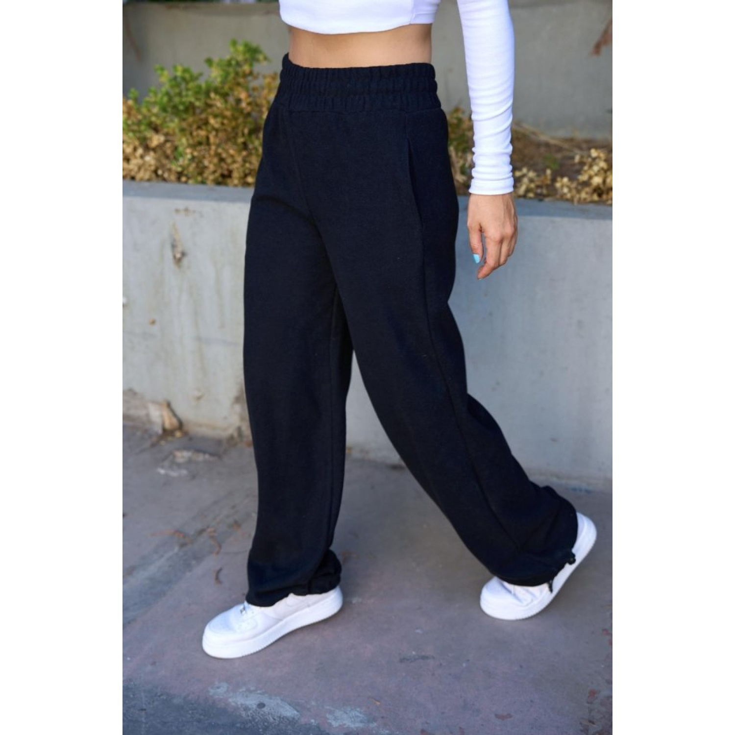 Düz Lastikli Eşofman - Siyah