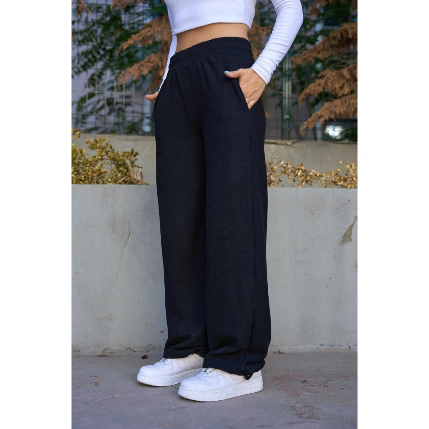 Düz Lastikli Eşofman - Siyah