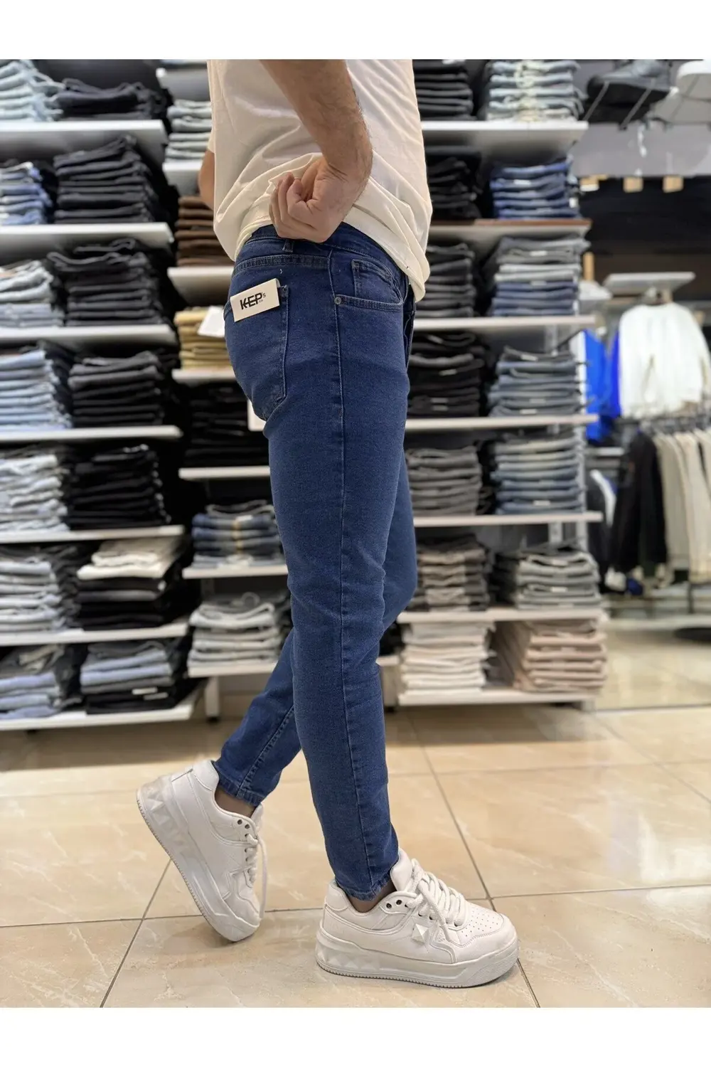 Düz Mavi Skinny Fit Jean 431CslKe