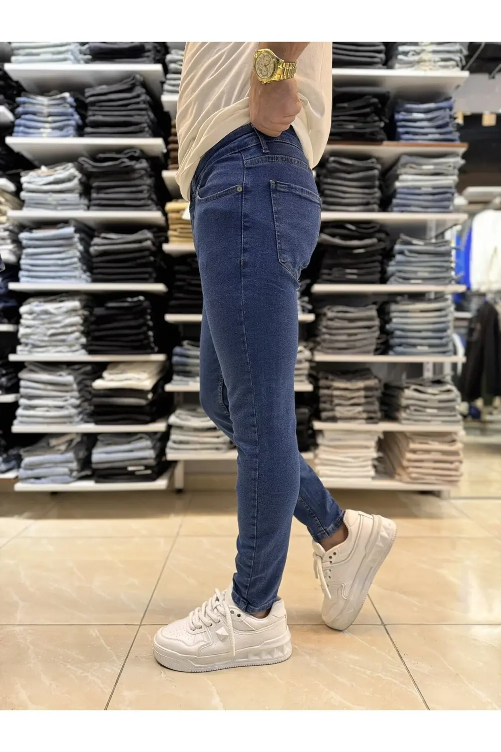 Düz Mavi Skinny Fit Jean 431CslKe