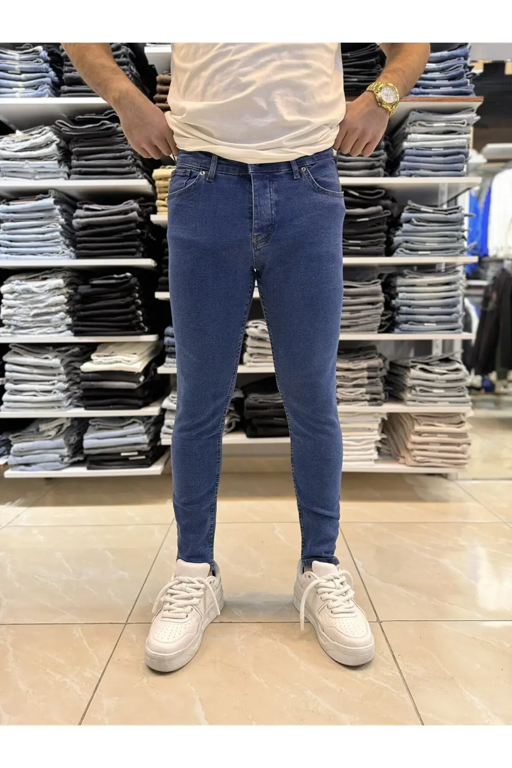 Düz Mavi Skinny Fit Jean 431CslKe