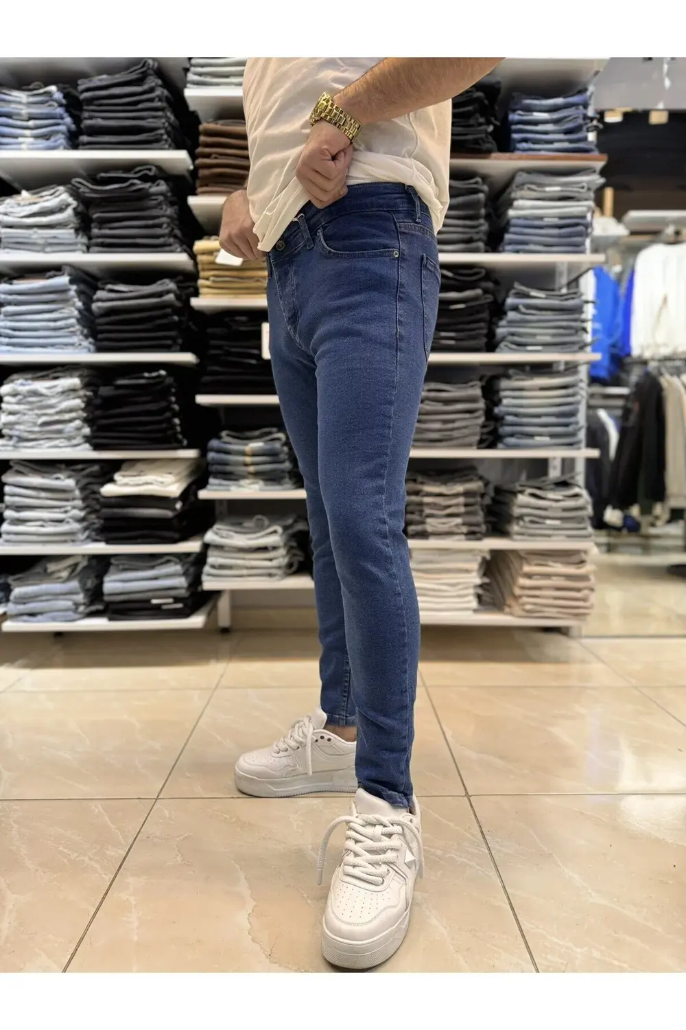 Düz Mavi Skinny Fit Jean 431CslKe