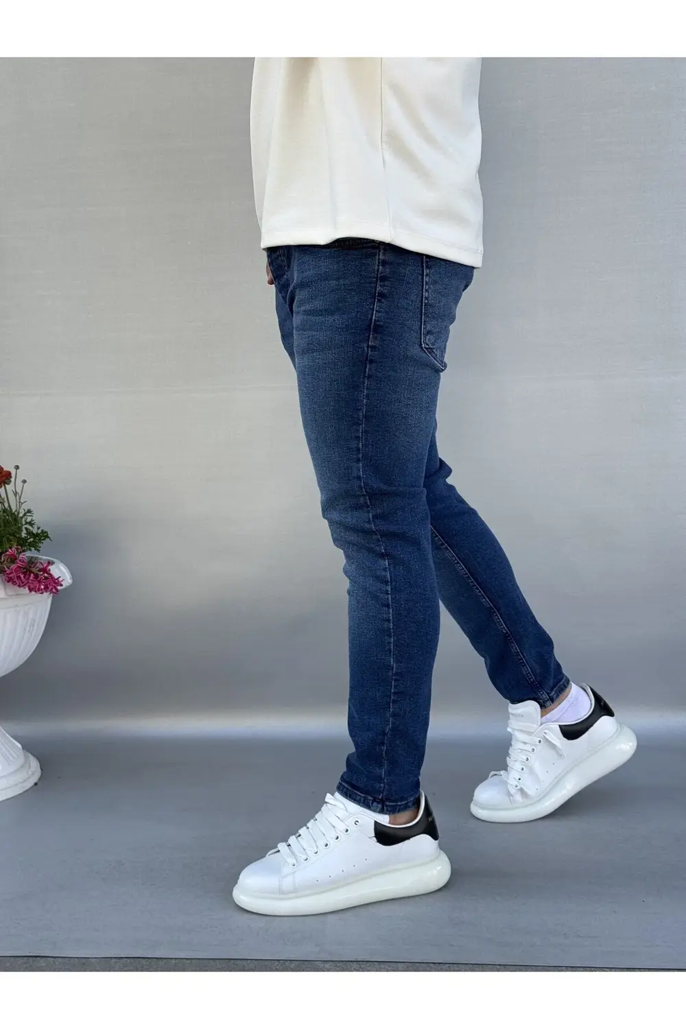 Düz Mavi Skinny Pantolon