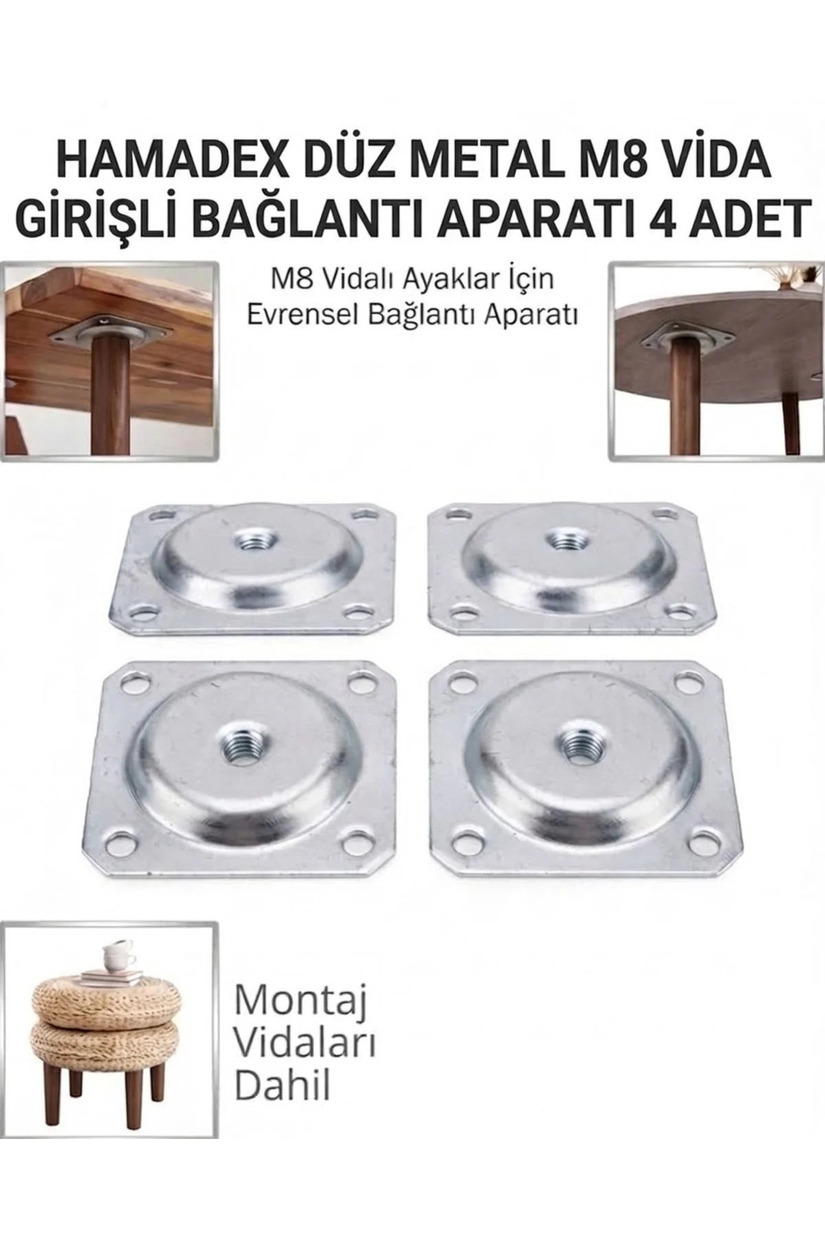 Düz Metal Bağlantı Aparatı (m8 Vida Girişli ) Masa , Sandalye, Sehpa, Mobilya Montaj 4 ADET FİYATIDIR Düz Metal Bağlantı Aparatı (m8 Vida Girişli ) Masa , Sandalye, Sehpa, Mobilya Montaj 4 ADET FİYATIDIR