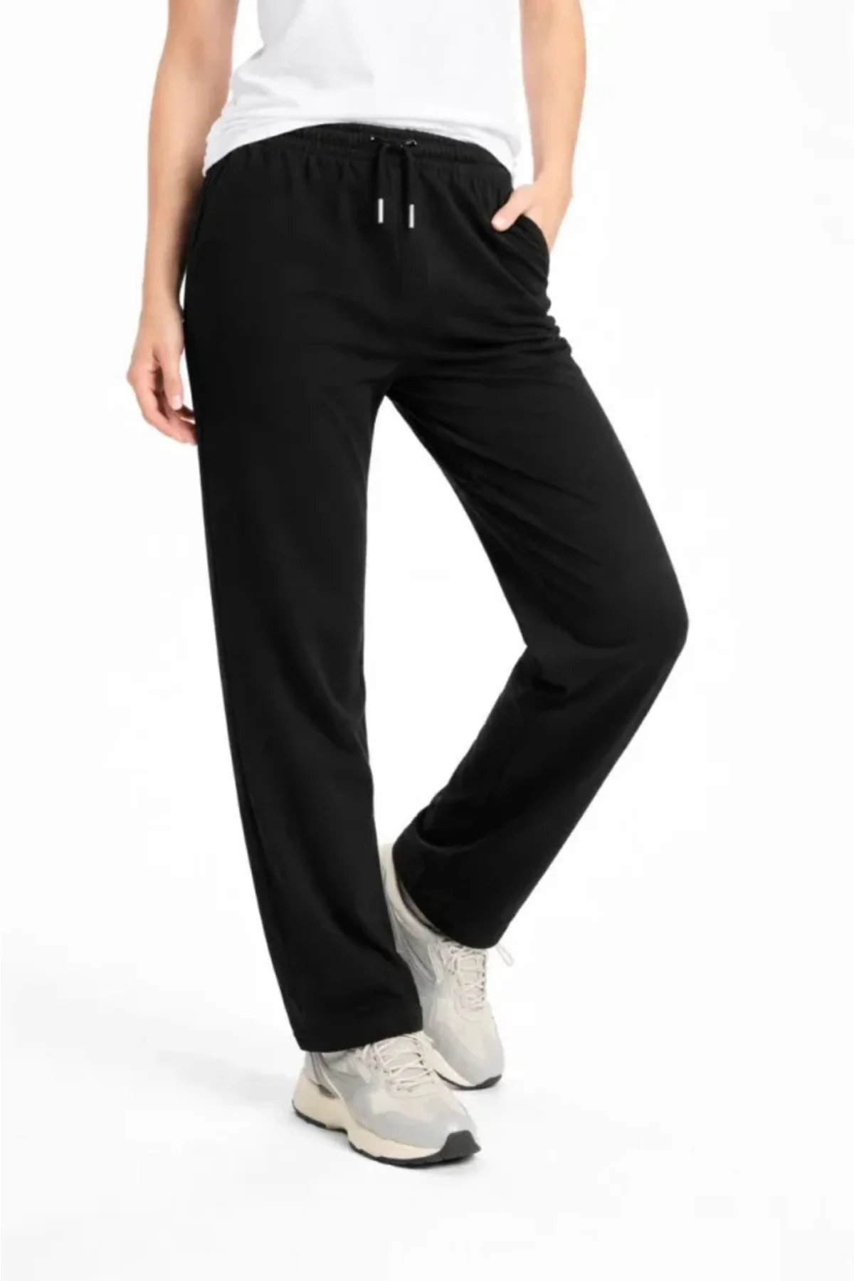 Düz Paça Beli Lastikli İpli Günlük Spor Eşofman Altı Rahat Fit -