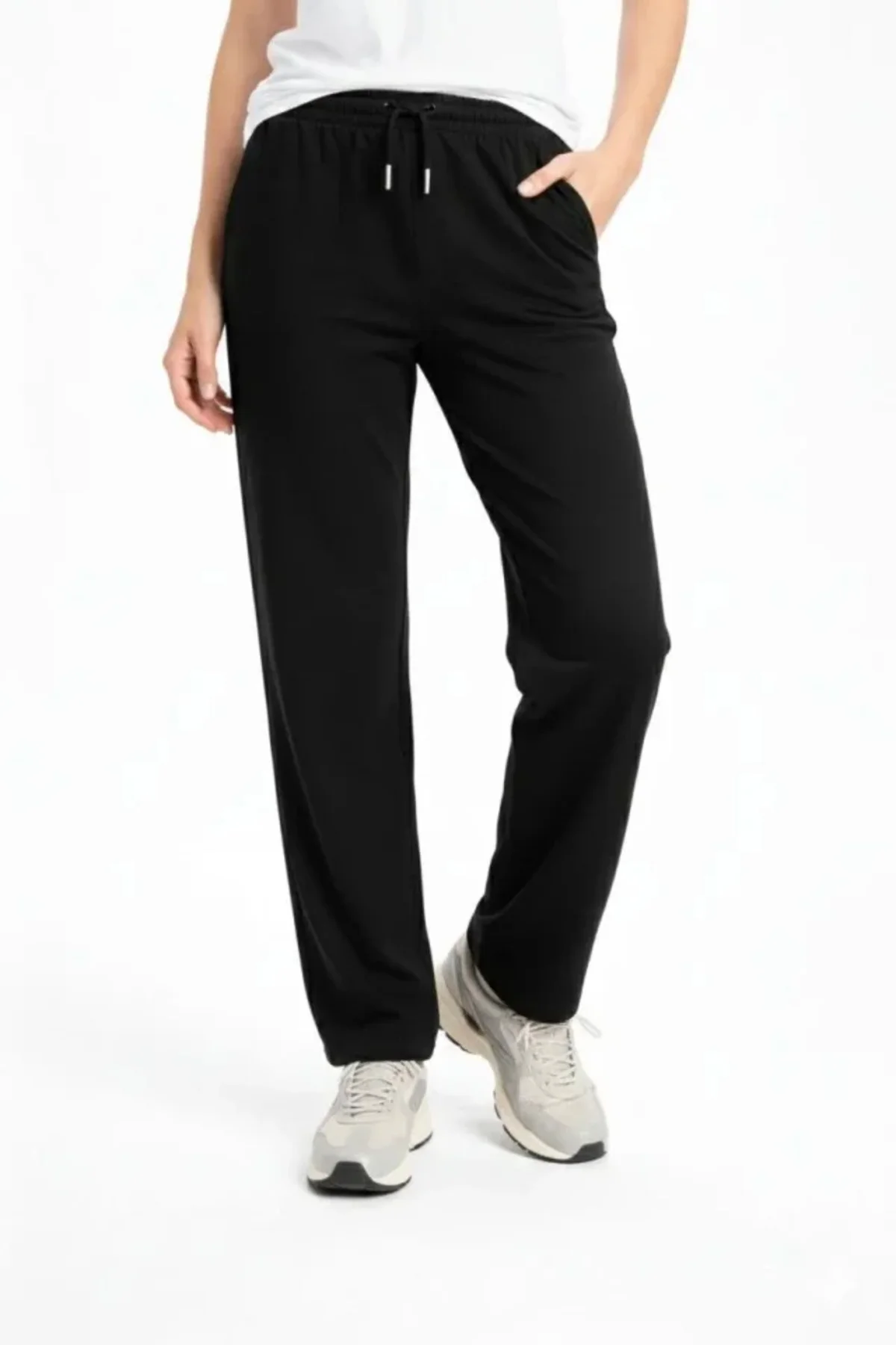 Düz Paça Beli Lastikli İpli Günlük Spor Eşofman Altı Rahat Fit -