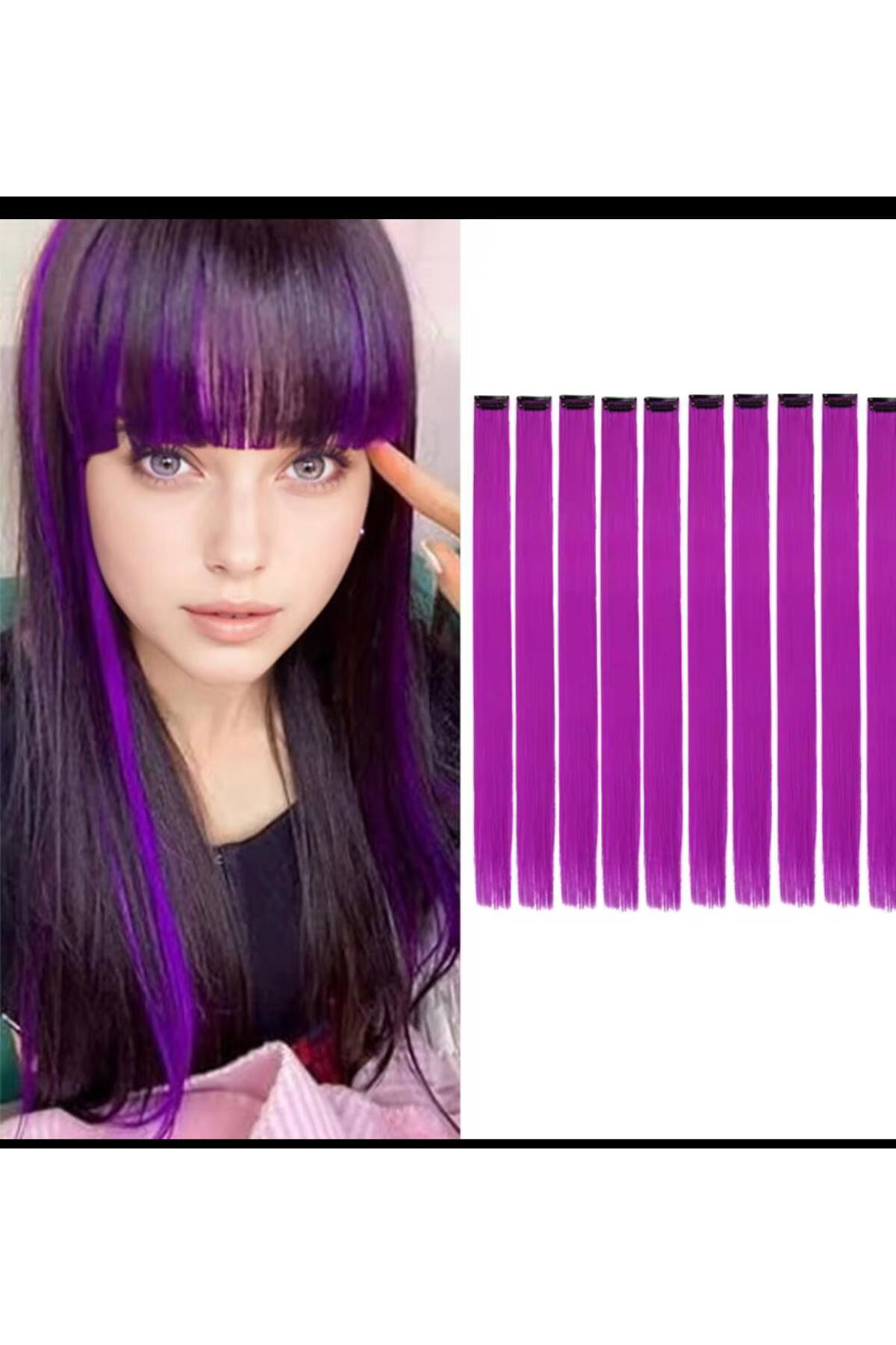 Arestokaaksesuar Düz Renk Çıtçıt Tokalı Yan Postiş Saç Aksesuarı Tinsel Saç