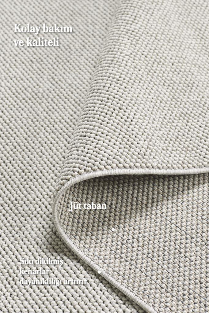 Düz Renk Gümüş Sisal Yumuşak Polipropilen Jüt Halı Salon Oturma O