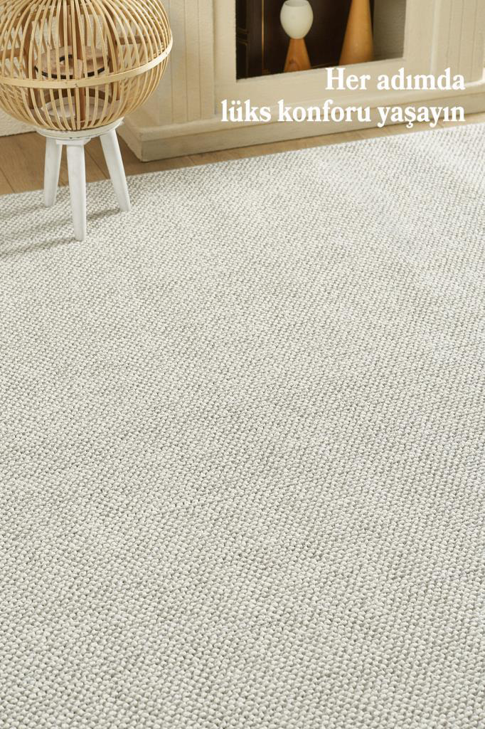 Düz Renk Gümüş Sisal Yumuşak Polipropilen Jüt Halı Salon Oturma O