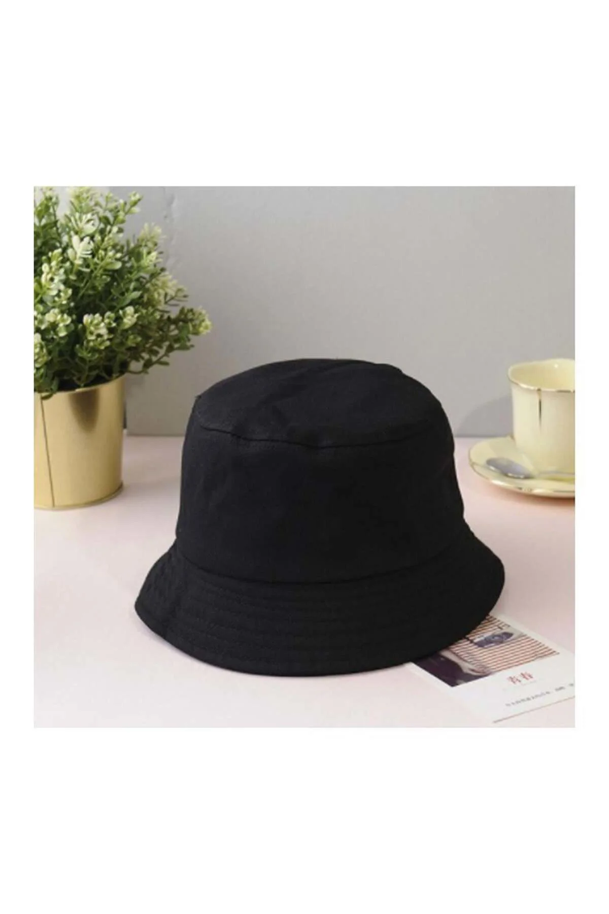 Düz Siyah Bucket Şapka