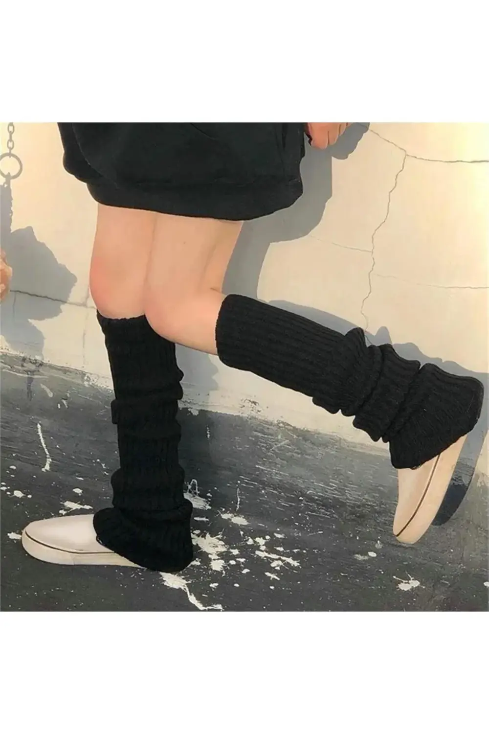 Düz Siyah Kışlık Kalın Bol Tozluk