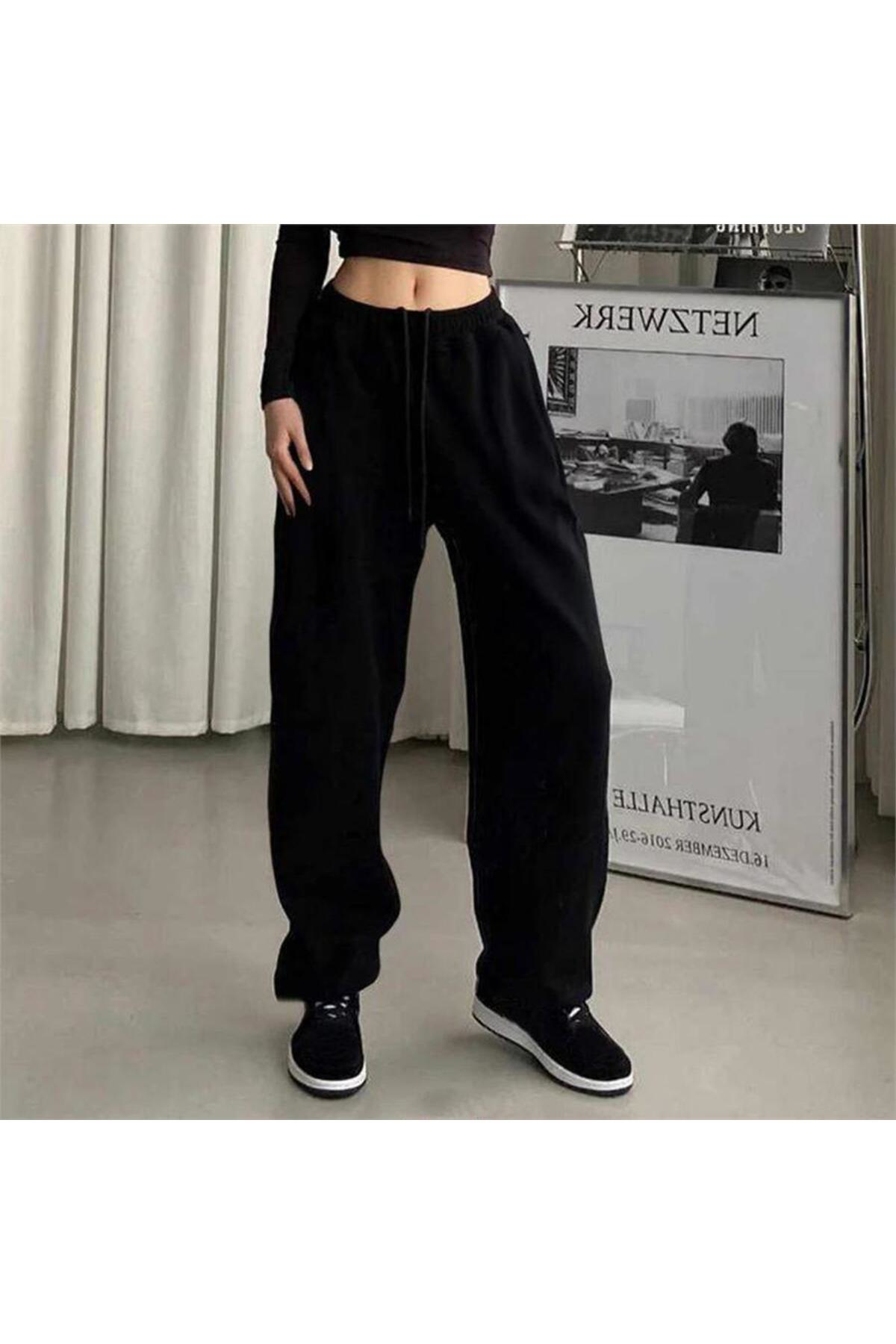 Düz Siyah Oversize (Unisex) Eşofman