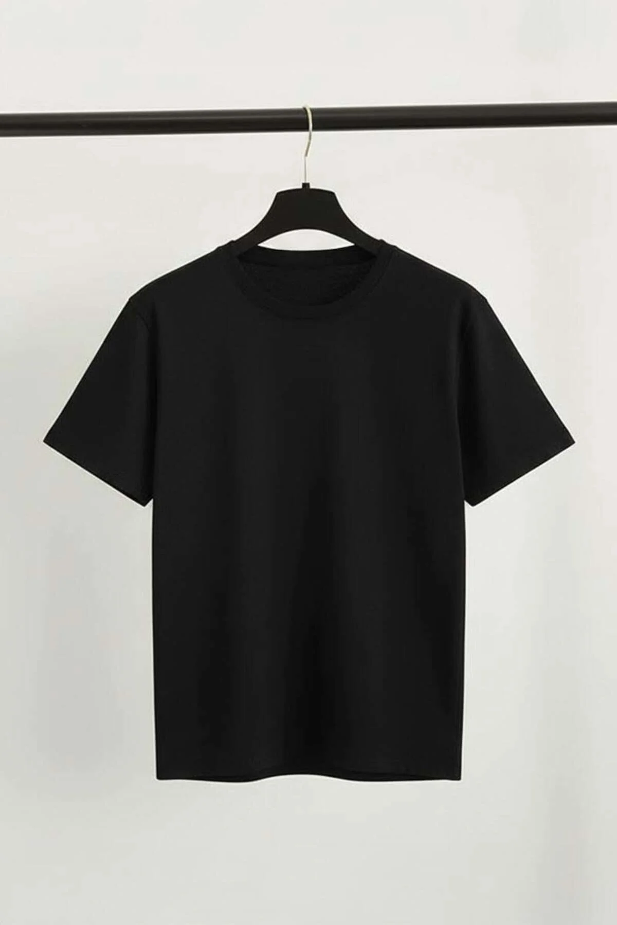 Düz Siyah Y2K Unisex T-shirt