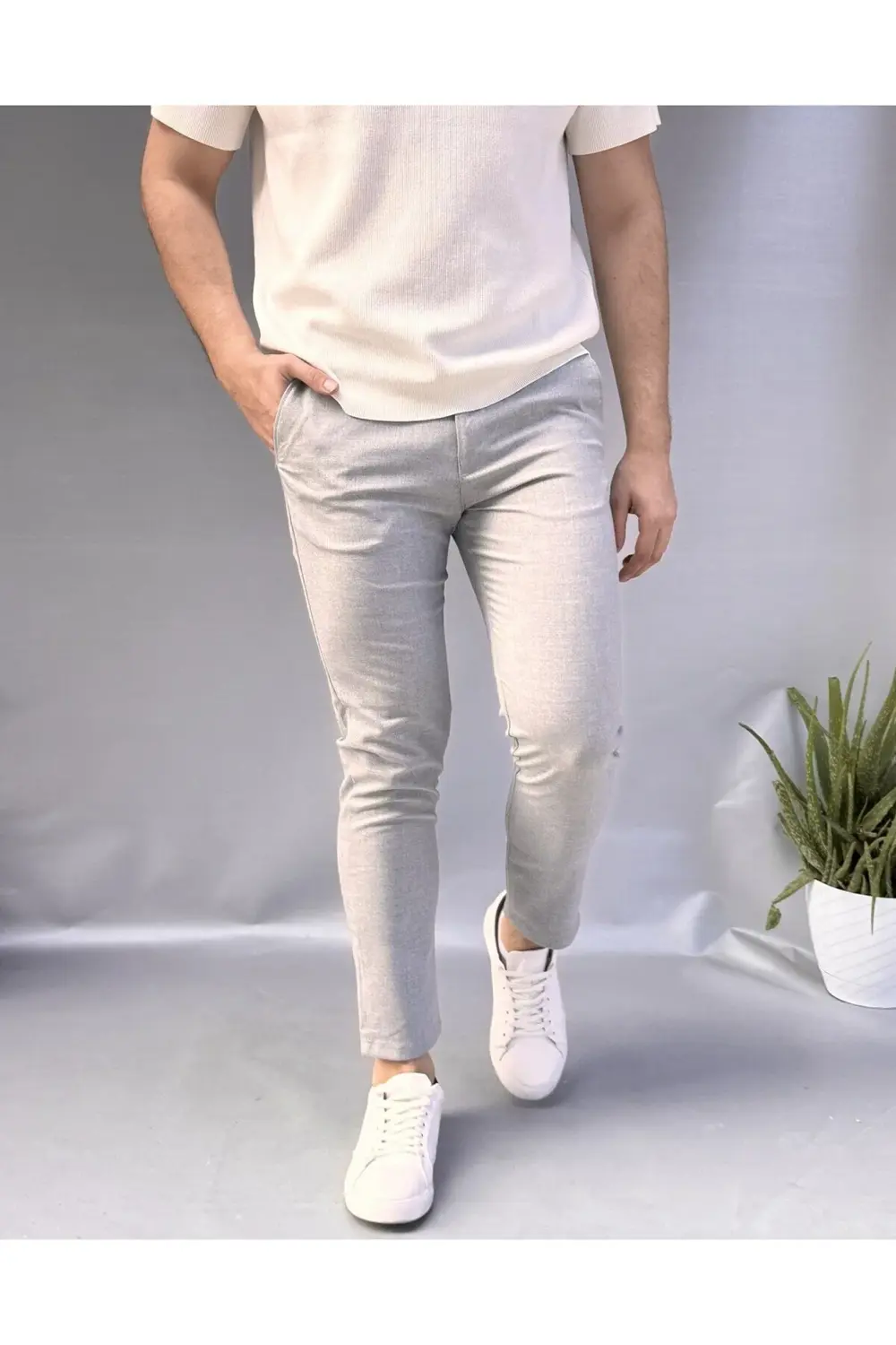 Düz Slim Fit Kumaş Jogger