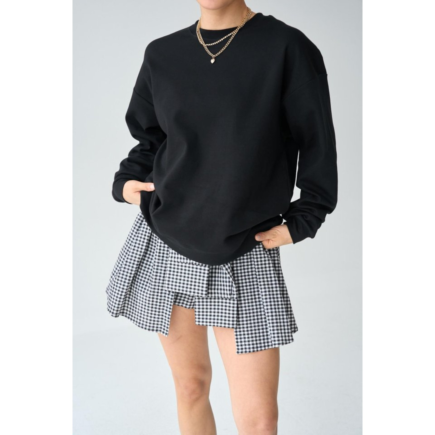 Düz SweatShirt - Siyah