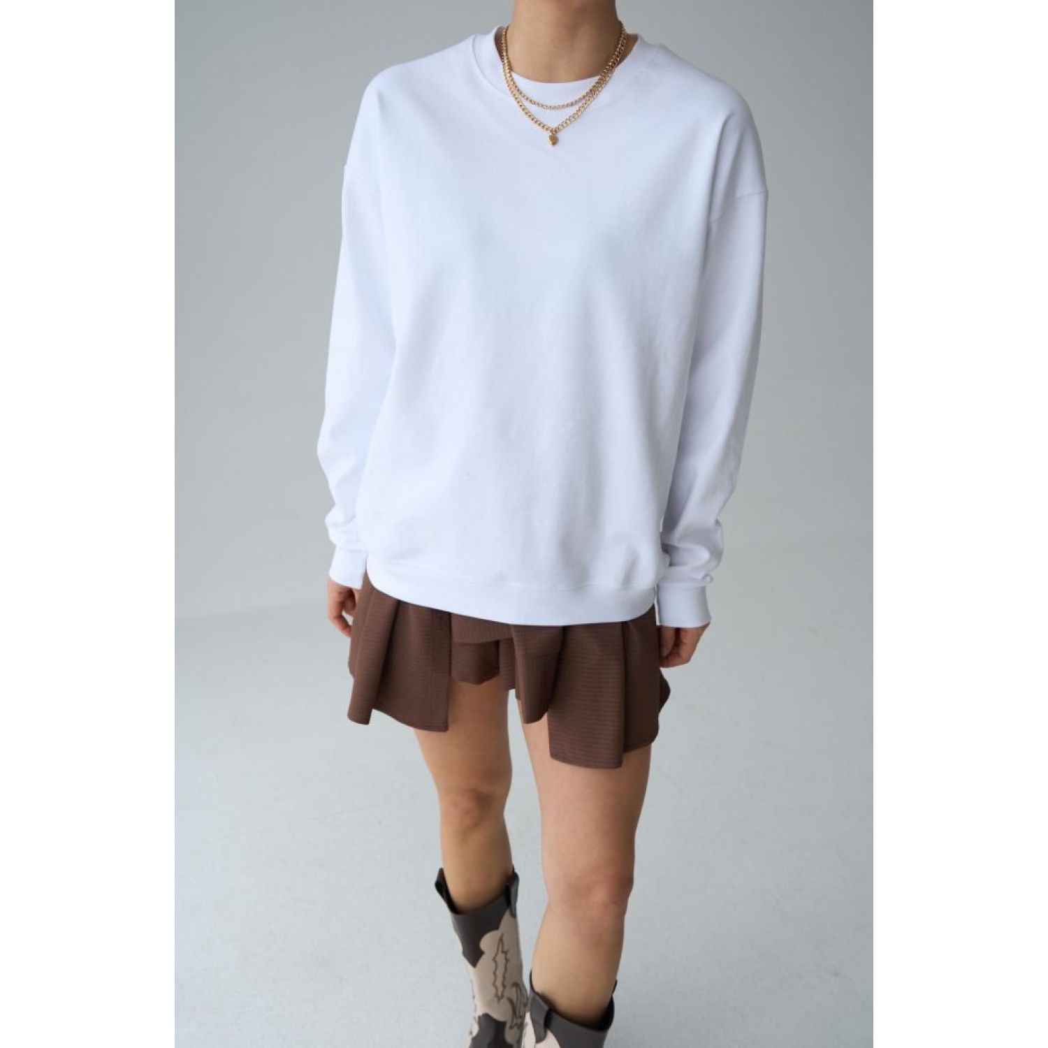 Düz SweatShirt - Beyaz