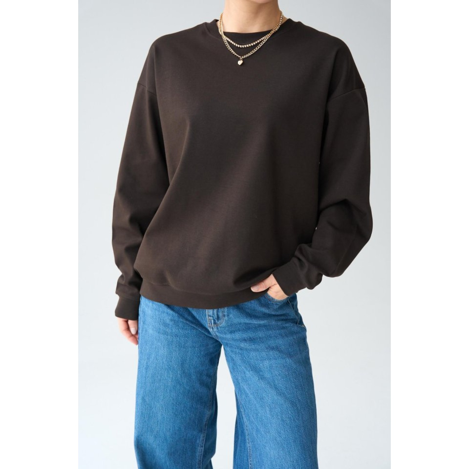 Düz SweatShirt - KAHVE