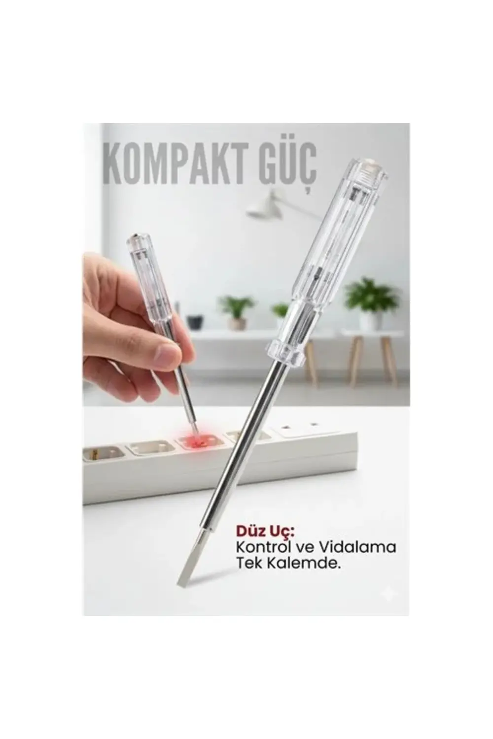 Düz Uçlu Elektrik Kontrol Kalemi Faz Test Cihazı Voltaj Kontrol A