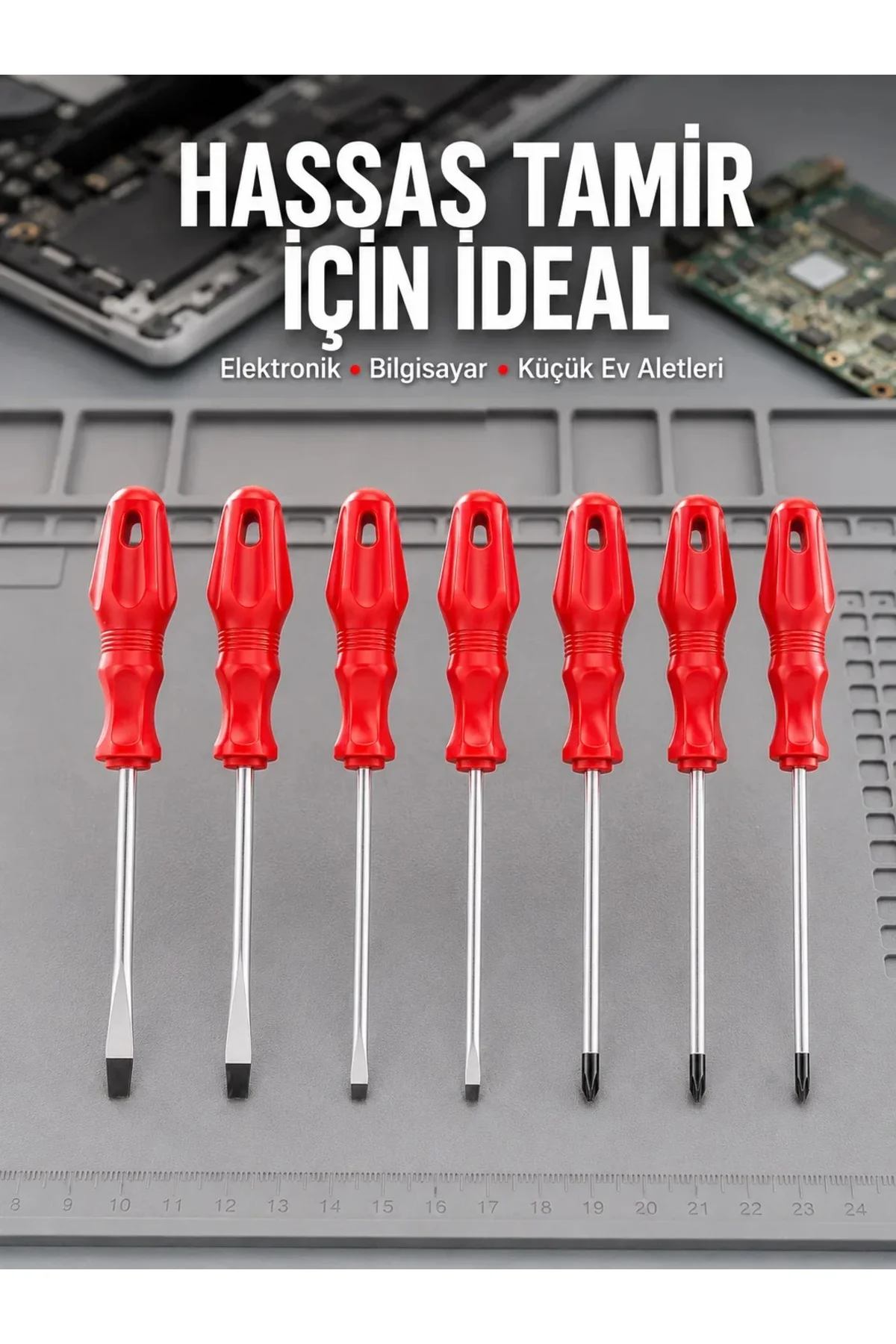 Düz ve Yıldız Başlıklı 7li Tornavida Seti Ergonomik Tutma Düz ve Yıldız Başlıklı 7li Tornavida Seti Ergonomik Tutma