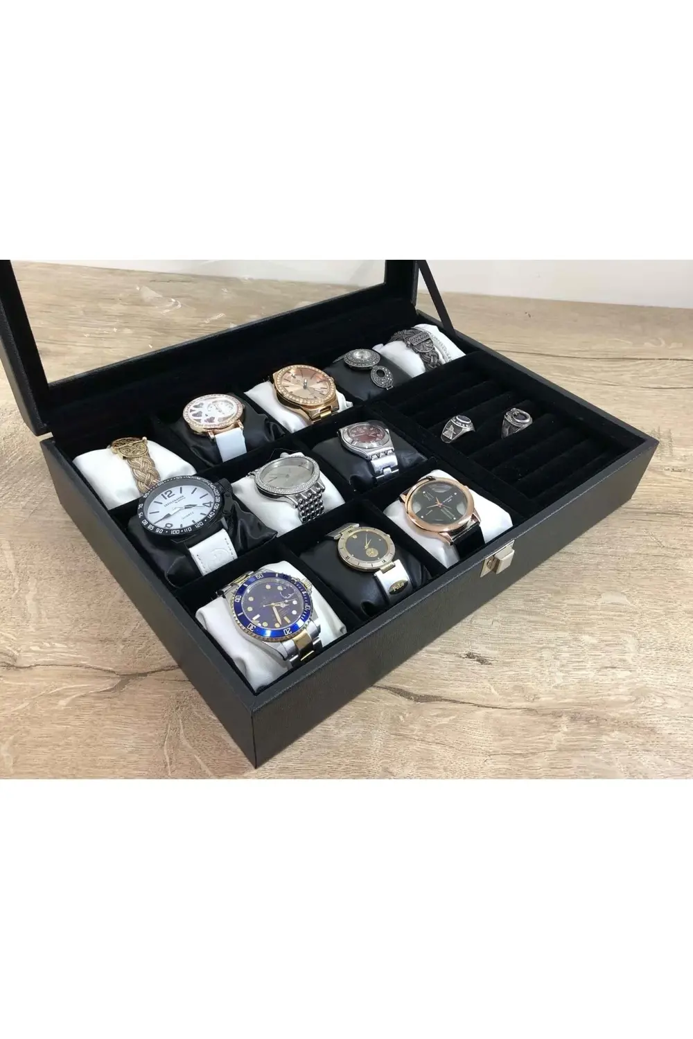 Düzeni Seven Bayanlara Özel Deri Kaplı Saat Takı Ziynet Kolye Düz