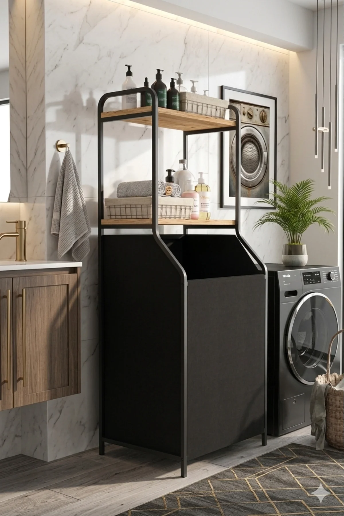 Düzenleyici Raflı Kirli sepeti Banyo Organizer Düzenleyici Banyo 