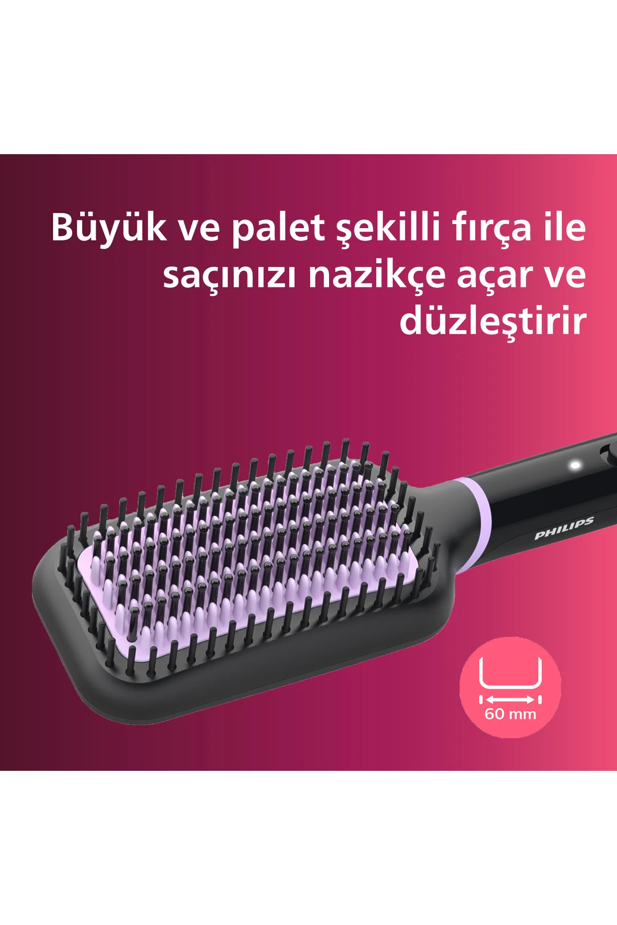 Düzleştirici Tarak, Anında Doğal Düz, Pürüzsüz Kabarmayan Saçlar, BHH880/00
