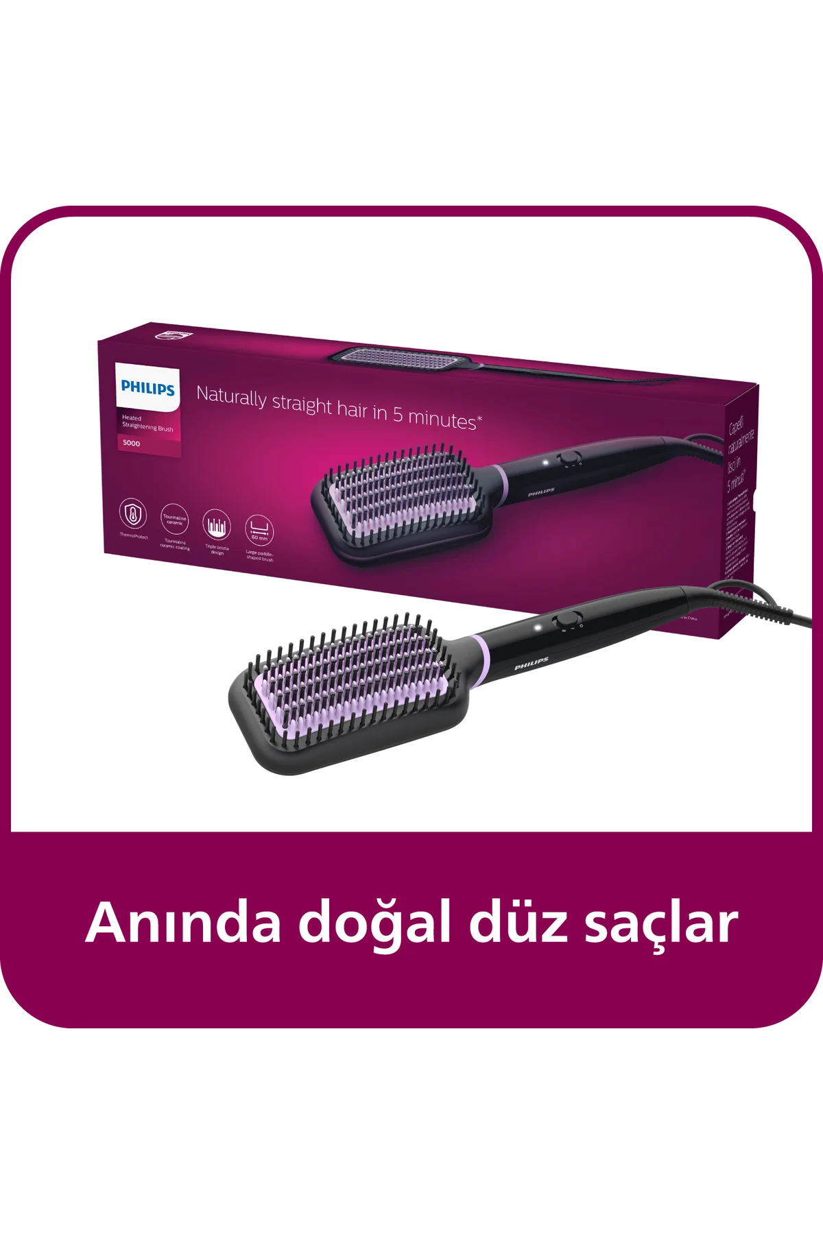 Düzleştirici Tarak, Anında Doğal Düz, Pürüzsüz Kabarmayan Saçlar,