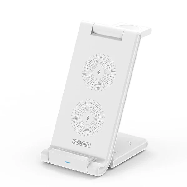 Duzzona 15W Katlanır 3 in 1 Telefon Kulaklık Saat Kablosuz Şarj Standı-1852
