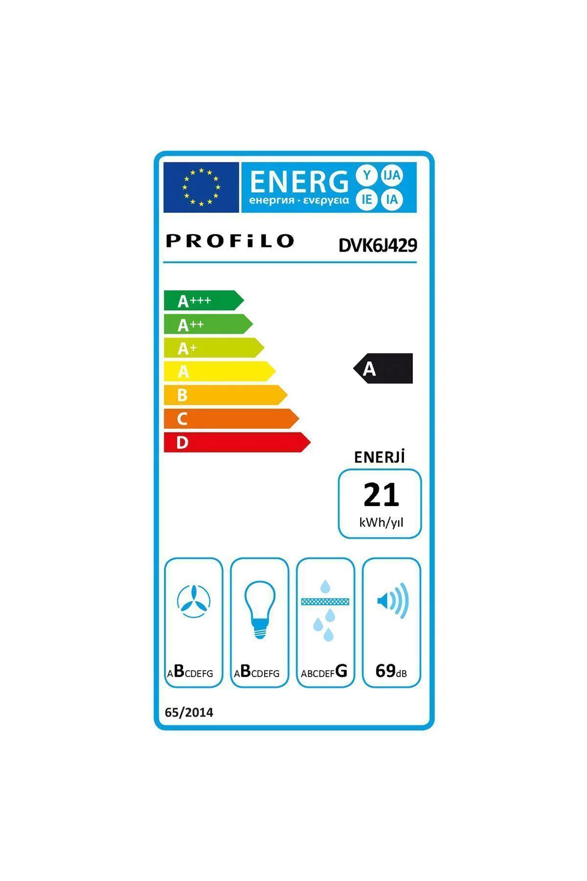 DVK6J429 Beyaz Cam Duvar Tipi Davlumbaz