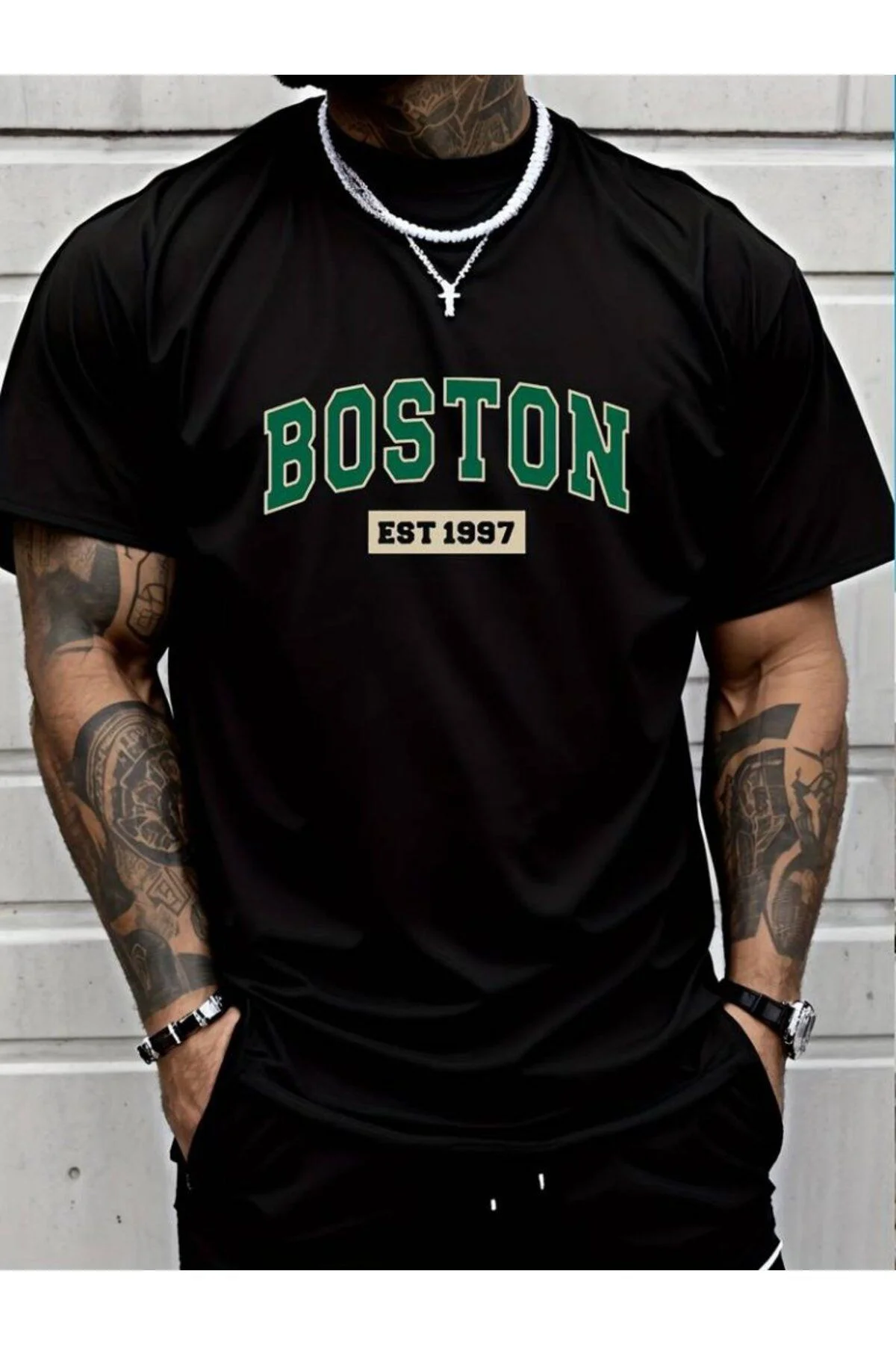 DVR KOZMETİK Erkek Boston Baskılı Süprem T-shirt