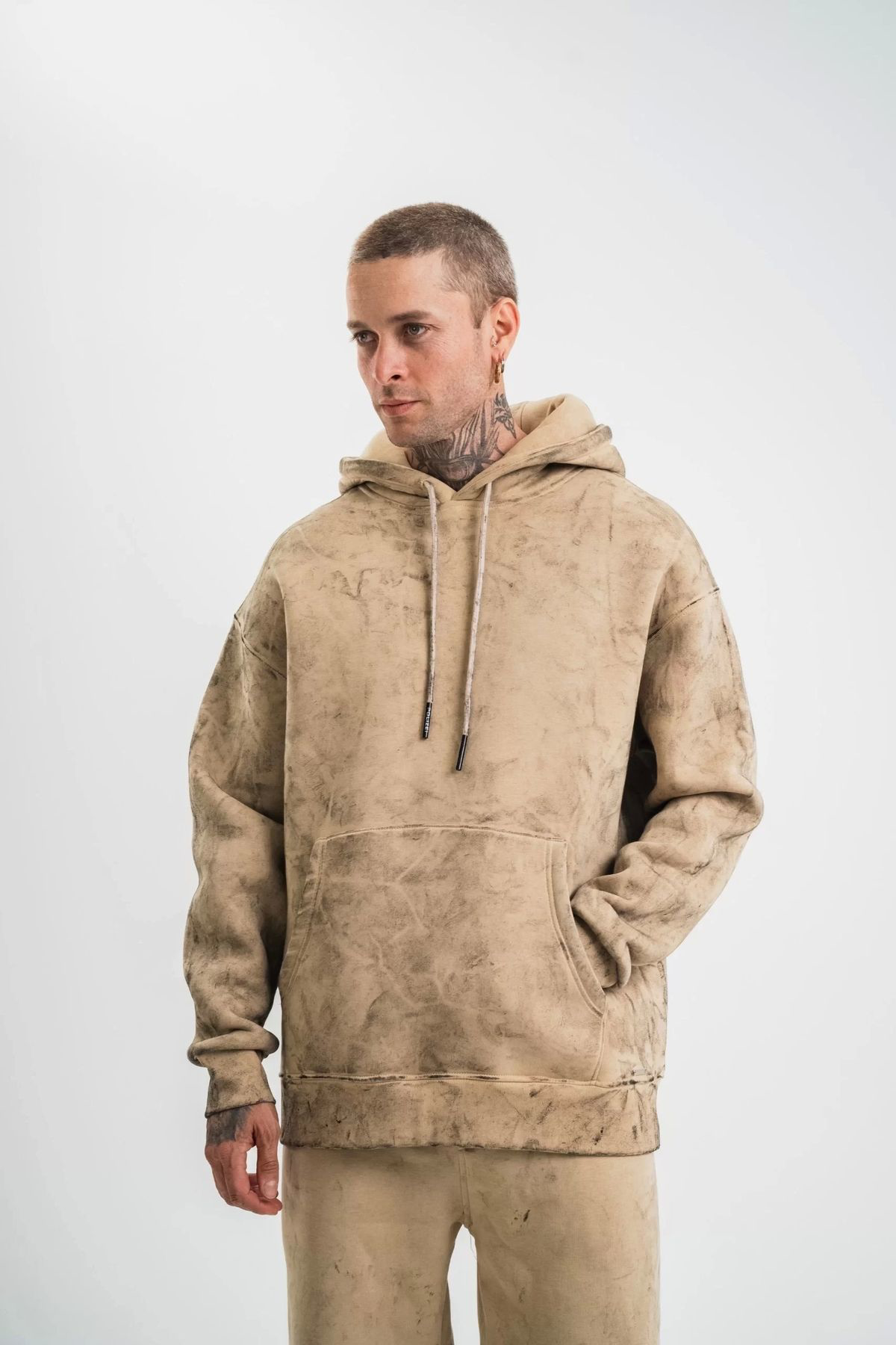 DVR KOZMETİK Unisex Double Oversize Kapşonlu Yıkamalı SweatShirt 