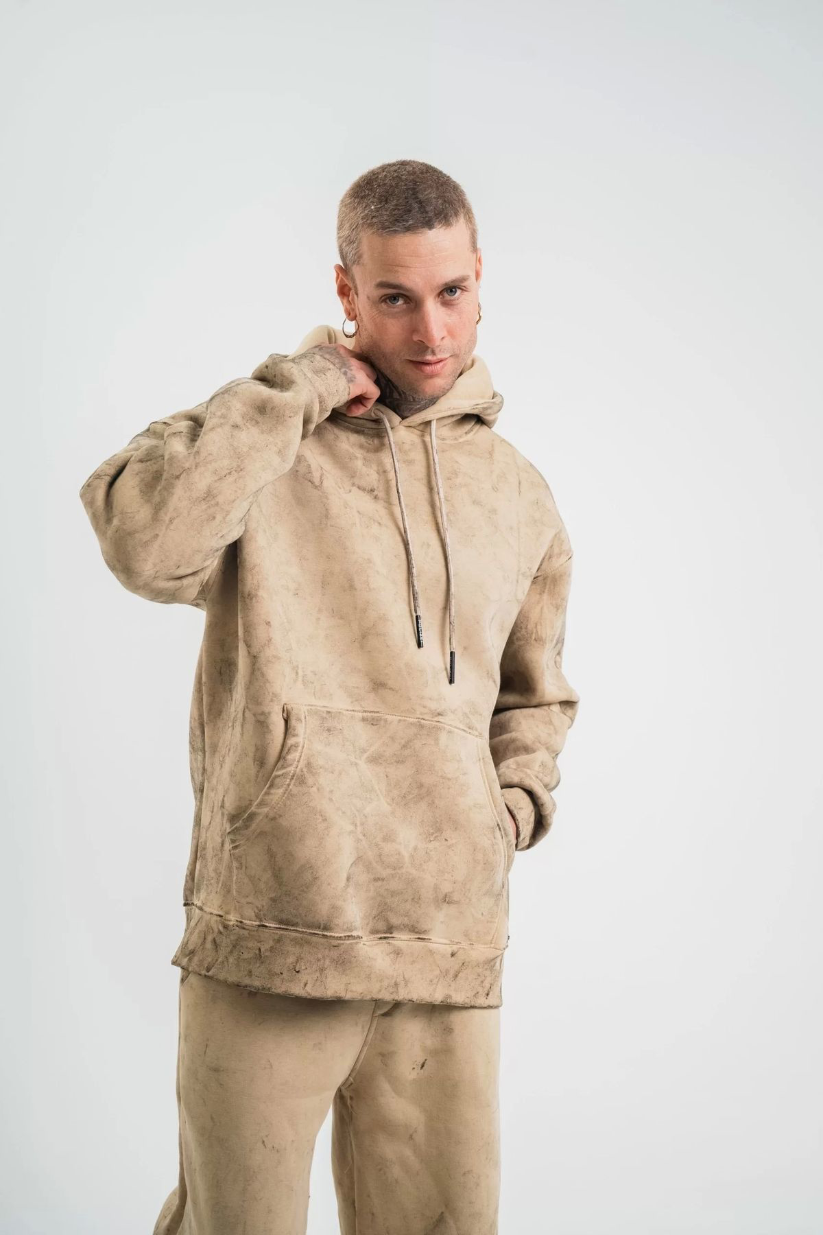 DVR KOZMETİK Unisex Double Oversize Kapşonlu Yıkamalı SweatShirt 