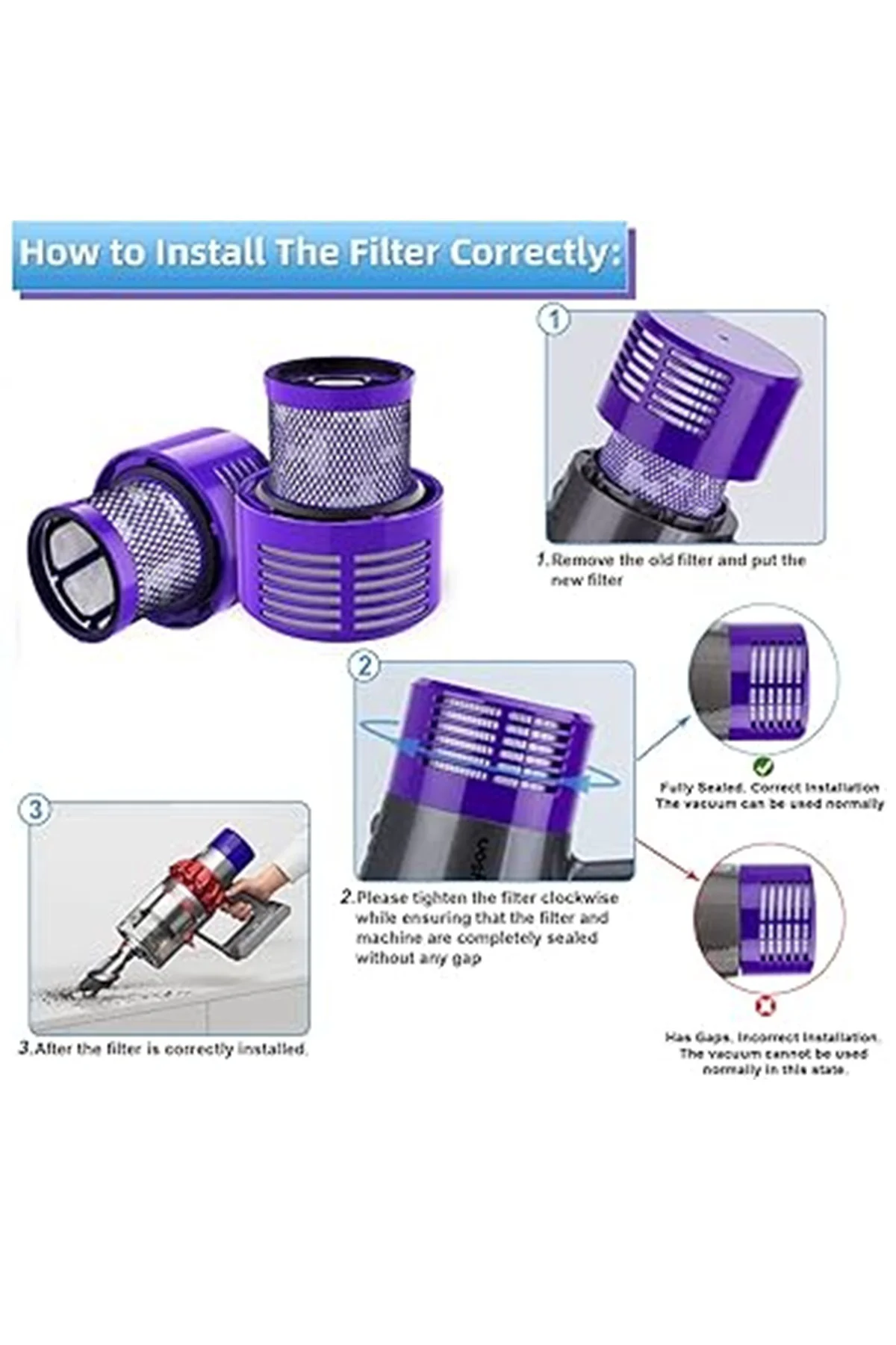 Dyson V10 Uyumlu Hepa Filtre 4 Adet