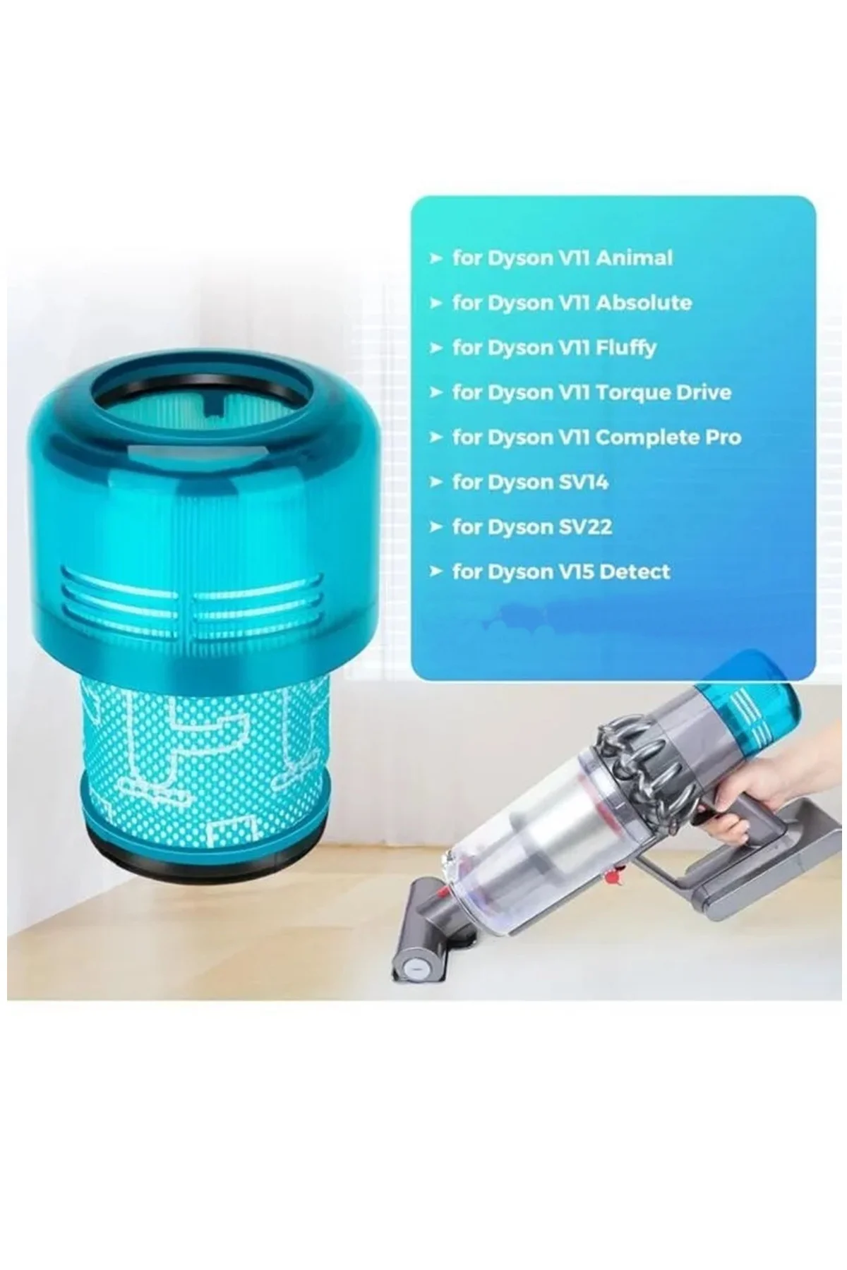 Dyson V15 Detect Uyumlu Yeşil Hepa Filtre 4 Adet
