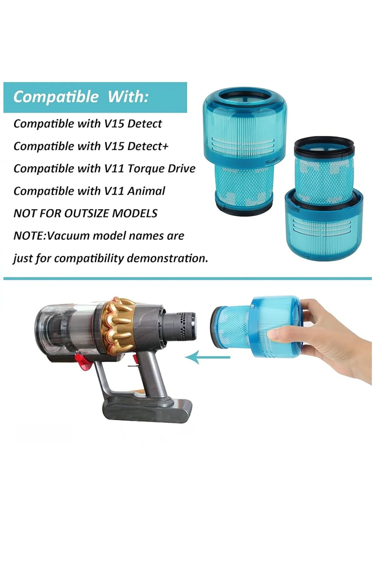 Dyson V15 Detect Uyumlu Yeşil Hepa Filtre 4 Adet