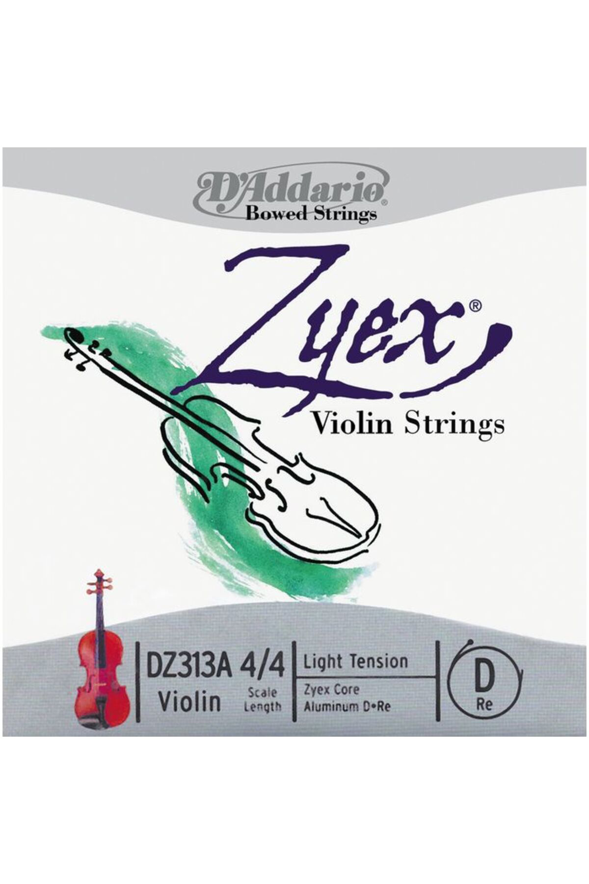 Daddario Dz313a Keman Tek Tel, Zyex, 4/4 , Medium Tension, (Re Alu Keman T