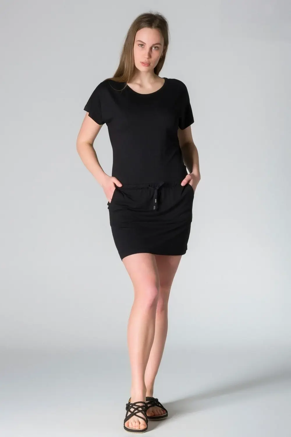 E-08 Kadın Yazlık Beli Bağlamalı Viskoz Elbise