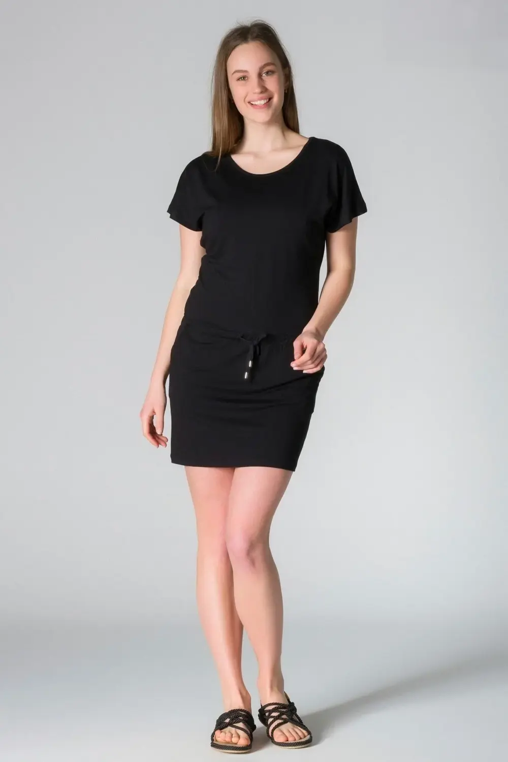 E-08 Kadın Yazlık Beli Bağlamalı Viskoz Elbise