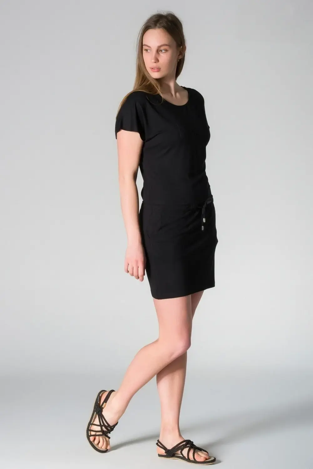 E-08 Kadın Yazlık Beli Bağlamalı Viskoz Elbise