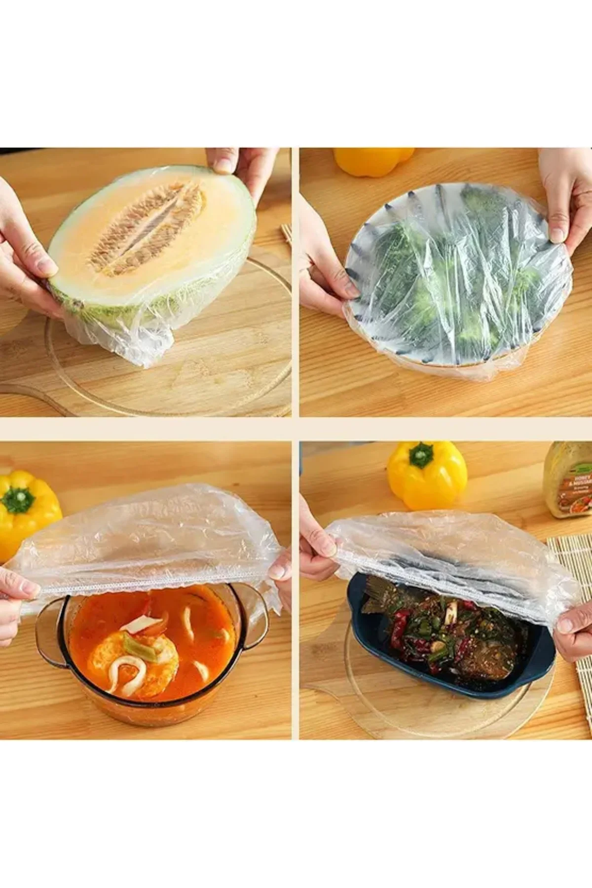 E 100 Adet Tencere ve tabak bonesi, çok amaçlı gıda streci