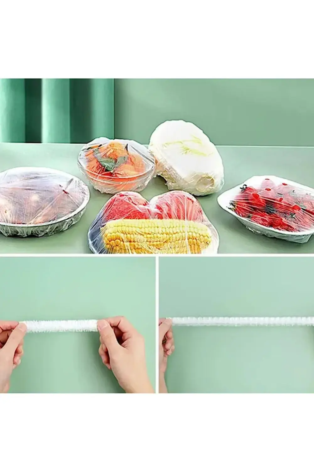 E 100 Adet Tencere ve tabak bonesi, çok amaçlı gıda streci